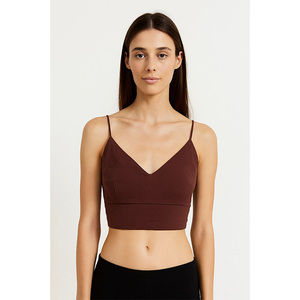 Crop Top à nouer marron pour femme - Product Image 1