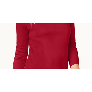Top da Donna Charter Club XL con Scollo a Barca e Bottoni sulle Spalle, in Cotone Pima Satinato Lavorato a Maglia, Stile Casual, Ricamato, Semplice, Vestibilità Ampia, Colore Rosso - Product Image 3