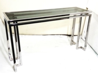 Ensemble moderne de 3 tables basses et d'appoint en acier inoxydable avec finition or/or rose de luxe et dessus en verre
