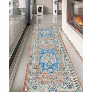 Tapis imprimé floral - Cadeau, Salle de bain, Sol, Bleu, Marocain, Médaillon, Grand, Chambre, Turc, Tapis à poils doux - Product Image 4