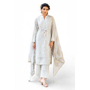 Conjunto de traje de 3 piezas para mujer con bordados de Zari y lentejuelas, con bordes y dupatta estampada DN-52039 - Product Image 2