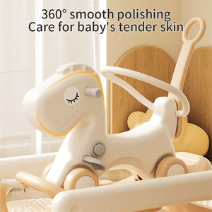 儿童儿童可安装汽车白色蹦极摇马骑在动物玩具跷跷板塑料婴儿学步车带手柄 - Product Image 4