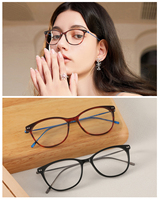 Gafas de Acetato FEROCE Ultrafinas Unisex con Montura Completa a Rayas, Ligeras, Redondas, de Diseño Elegante, para Uso Diario
