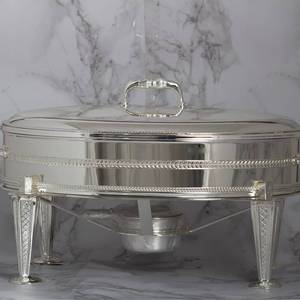 Luxueux ensemble de plats de chauffe-plats en acier plaqué or avec poignées en laiton fournitures de restauration à chaud pour hôtels et restaurants - Product Image 5