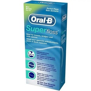 Oral-B Super Floss Mint Hilo dental Hebras precortadas 50 EA (Paquete de 6) - Product Image 3