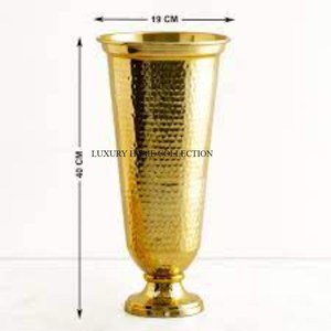 Juego de 3 diferentes tamaños, chapado en oro macizo de latón Decoración de mesa, jarrones de flores, último diseño, Trompeta de flores de lujo para suministro - Product Image 5