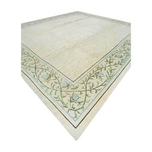 Alfombra de Lana Anudada a Mano Aalam Verde con Patrón Floral Abstracto para Sala de Estar, Pasillo, Rectangular, Modelo Juvenil-Pae-5955 - Product Image 2