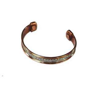 Best Selling Magnetic <b>Copper</b> Bracelet Two Tone <b>Copper</b> And Floral Pattern Steel Wearing it Has Health Benefits - Product Image 1