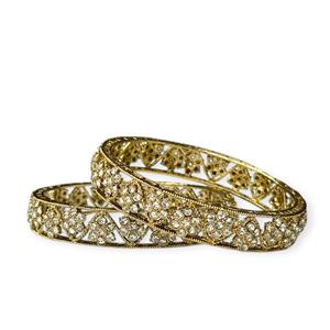 Golden Glow Gold Plated Metal Trendy Pearl Bridal Bangles Set for Wedding Party Wear Wholesale <b>Jewellery</b> Global Export - Product Image 1