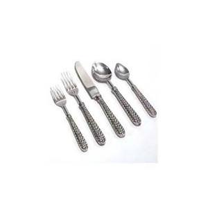 Juego de cubiertos de acero inoxidable de lujo hecho a mano real con acabado plateado Diseño en relieve completo Mango hecho a mano sólido - Product Image 1