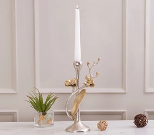 Stunning Metal Golden And Silver Long <b>Candle</b> <b>Holder</b> Perfect For Elegant Home Decor And Creating Warm Cozy Ambiance - Product Image 5
