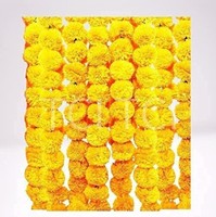 Senar bunga Marigold buatan untuk dekorasi karangan bunga Marigold untuk Natal, Diwali, pesta dan perlengkapan acara 5 kaki kuning