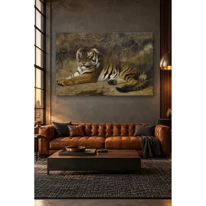 Impression sur toile de Fida Grme : Tigre allongé dans les buissons - Product Image 4
