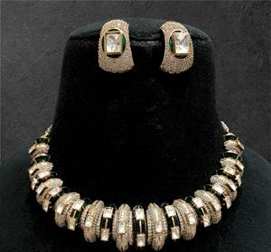 Hermoso diseño, conjunto de gargantilla de moissanita de la mejor calidad con pendientes, Conjunto Clásico para mujer, colección de boda para mujer - Product Image 5