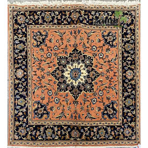 Tapis persan de Yazd unique en son genre, 6'6 x 6'5 - Product Image 1