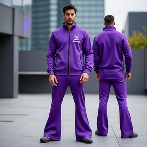 Chándal con cremallera al por mayor de alta calidad con pantalón acampanado/ropa deportiva para hombre, conjunto de invierno para correr, chándal para hombre con logotipo personalizado - Product Image 4