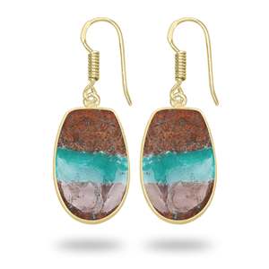 Boucles d'oreilles en chrysoprase naturelle en gros, plaquées or 18 carats, argent plaqué or, pierre précieuse en chrysoprase naturelle - Product Image 6