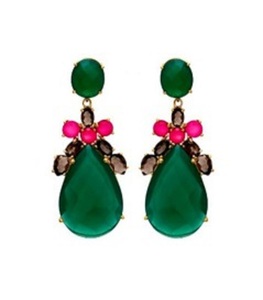 Pendientes de plata de ley 925 con forma de pera, ónix verde, piedra preciosa fucsia y ahumado, novedad - Product Image 1