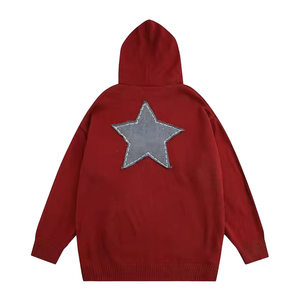 เสื้อฮู้ดสำหรับผู้ชายเสื้อฮู้ดแบบสวมหัวพิมพ์ลายปะติดแบบวินเทจซีดจาง - Product Image 4