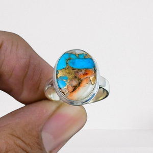 Turquoise Handmade Natural Gemstone <b>Spinner</b> <b>Ring</b> 925 <b>Sterling</b> <b>Silver</b> Solid Jewelry Promise <b>Ring</b> Wedding Gift Fine Sliver Jewelry - Product Image 1