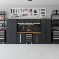 Banc de travail industriel robuste en acier SPCC avec 5 tiroirs verrouillables et panneau perforé pour garage, personnalisable OEM