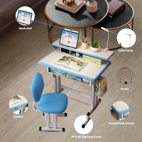 Ensemble table et chaise ergonomique pour enfants, hauteur réglable avec crochets latéraux, pour garçons et filles, adolescents, chambres à coucher