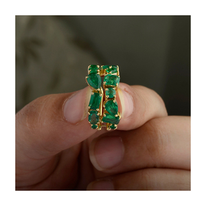 Nueva colección de pendientes geométricos de Esmeralda natural de oro sólido de 18 quilates, joyería fina para mujer, regalo de alta calidad y ocasión de fiesta - Product Image 4