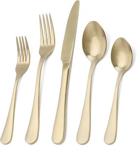 Couverts en métal au design unique Ensemble de 5 couverts en acier inoxydable couleur or pour salle à manger et hôtels fourchette et couteau cuillère - Product Image 2