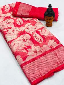 Saree de seda de gasa con estampado Floral para niñas, diseño de Sari Shari a bajo precio, novedad de 2022 - Product Image 5