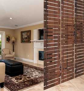 Panel de Pared Decorativo Moderno de Listones de Madera |   Panel Divisor de Espacios Operable y Plegable para Privacidad - Product Image 1