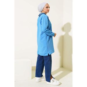 Tunique à deux fils bleue avec col en pierre ensembles pour femmes - Product Image 2