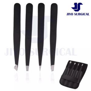 Ensemble de 4 pinces à épiler professionnelles pour sourcils, en acier inoxydable, précision, pointues, plates, kit de beauté et de soin - Product Image 5