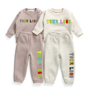 Conjunto de chándal para niños, sudadera de 2 piezas, sudadera de lana de Color sólido, Sudadera con capucha, pantalones de chándal al por mayor, chándal para niños - Product Image 3