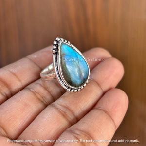 Anillos Finos de Plata de Ley 925 de Alta Calidad, Piedra Preciosa de Labradorita Original, Moissanita, Joyería de Fiesta de Boda para Mujer, Oro Rosa - Product Image 2