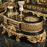 Ensemble de canapés de luxe de haute qualité pour salon, style royal européen, noir et or, finition brillante, élégant, très vendu
