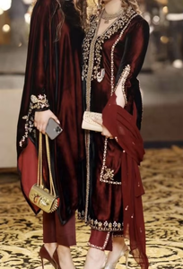 -New- & -Latest Beautiful Long Kurta with Pant with <b>Jacket</b> Dress with Beautiful Applique Work <b>for</b> Party/ <b>Wedding</b> =2020 - Product Image 5