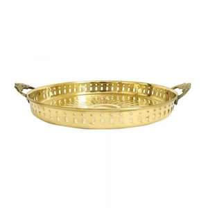 <b>Large</b> Brass Serving <b>Tray</b> For Family Gatherings Offering Ample Space For Snacks Sweets And Drinks - Product Image 1