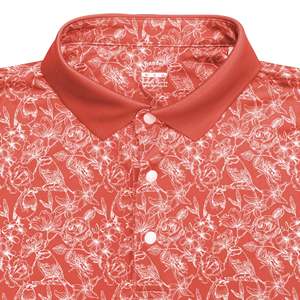 Chemises de golf décontractées pour hommes Handee CAM avec détails d'oiseaux/fleurs blancs imprimés par sublimation, tissu tricoté 100% polyester, séchage rapide - Product Image 3