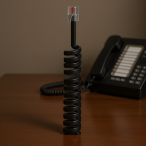 Cable Telefónico Espiral Negro de 1.5m, Adaptador para Auricular, Modelo 00201150 - Product Image 3