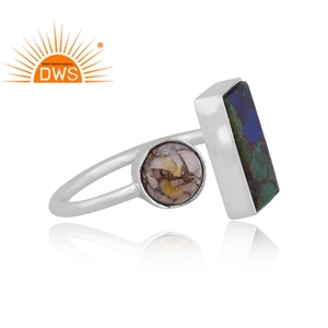 Dernier modèle de bague ajustable en argent sterling fin Mojave cuivre azurite malachite bijoux personnalisés pour femmes cadeau pour lui - Product Image 5