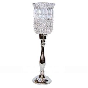 Tendance métal/cristal argent pièce maîtresse grand porte-ouragans tasse en cristal pour la maison et la Table de mariage décorative - Product Image 2