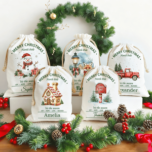 Bolsa de Regalo Personalizada con Cordón, Diseño de Santa Claus, Muñeco de Nieve o Animal, Regalo de Navidad para Niños y Familiares con Personalización de Nombre - Product Image 5