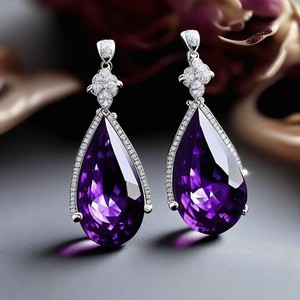 เครื่องประดับยอดนิยม925ต่างหูเงินสเตอร์ลิงสำหรับผู้หญิงต่างหูหินเซอร์โคเนียและอเมทิสต์ - Product Image 6