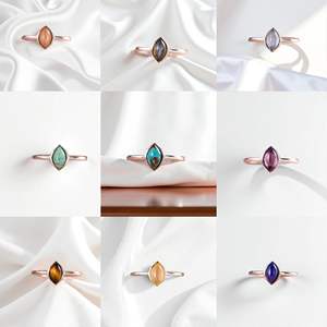 2025แหวนซันสเตอร์ลิงประดับอัญมณีสีเงินสเตอร์ลิง925สายตรงเรียบเครื่องประดับจำนวนมากขายส่งสำหรับผู้หญิง - Product Image 2