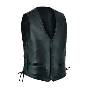 Gilet en cuir d'hiver pour homme avec boutons en corne, vêtement d'extérieur personnalisable pour la mode décontractée de motard, vêtements de moto - Fabricant pakistanais - Product Image 2