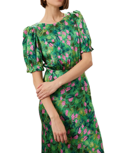 Vestido floral verde y Rosa de ajuste holgado informal de calidad de exportación para comodidad diaria disponible al mejor precio de la India - Product Image 2