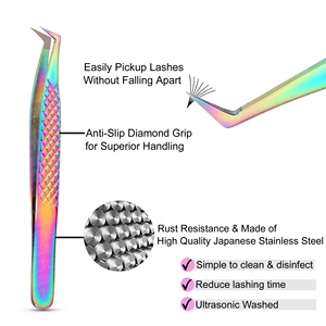 Pince à cils multi-couleurs à volume rond, haute élasticité, pour extensions de cils 3D 5D 6D, outils de greffage avec logo - Product Image 1