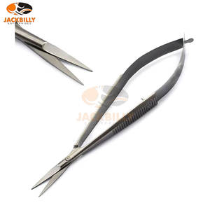 Micro tijeras médicas de acero inoxidable de alta calidad: mango plano tipo resorte curvo en ángulo recto marca personalizada disponible - Product Image 3