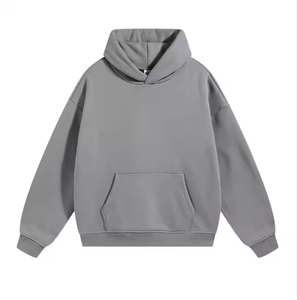 Sweat-shirts à capuche en molleton épais 100% coton pour l'hiver, fermeture éclair, poids lourd, anti-froissement, coupe régulière, épaules tombantes, ensemble - Product Image 1