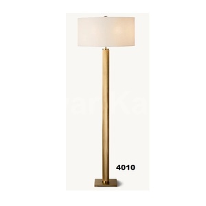 Brown Steel & Aluminium Floor Standing <b>Lamp</b> With White <b>Drum</b> <b>Shade</b> & E26 Led Bulb Included Ideal For Home Living Room & Office - Product Image 1